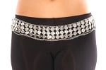 3-Row Lightweight Belly Dance Coin Belt with Chain Swags - SILVER