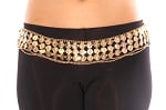 3-Row Lightweight Belly Dance Coin Belt with Chain Swags - GOLD