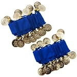 Chiffon Stretch Bracelets with Beads & Coins (PAIR): ROYAL BLUE / GOLD