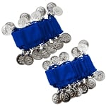 Chiffon Stretch Bracelets with Beads & Coins (PAIR): ROYAL BLUE / SILVER