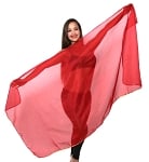 Petite Chiffon Belly Dance Veil with Sequin Trim - RED / GOLD
