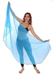 Petite Semi-Circle Chiffon Belly Dance Veil with Sequin Trim - BLUE TURQUOISE / GOLD