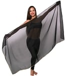 Petite Chiffon Belly Dance Veil with Sequin Trim - BLACK / GOLD