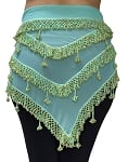 Egyptian Beaded Hip Scarf / Shawl - MINT/GOLD