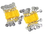 Chiffon Stretch Bracelets with Beads & Coins (PAIR): YELLOW / SILVER