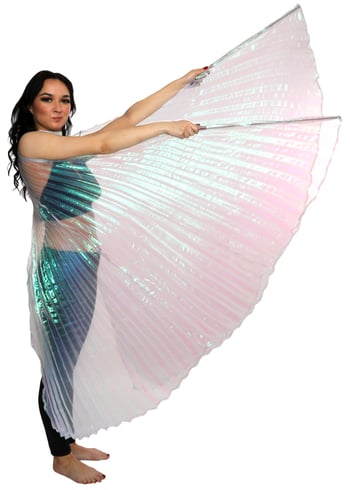 PETITE Isis Wings Belly Dance Costume Prop - WHITE OPAL