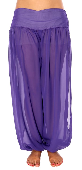 Chiffon Harem Pants with Slits - PURPLE GRAPE