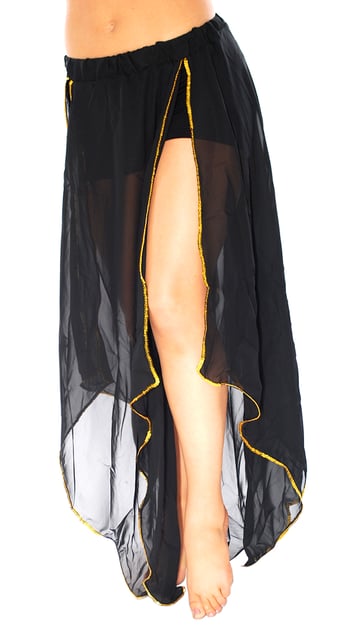 Belly Dance Petal Skirt with Sequin Trim - BLACK / GOLD