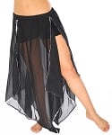 Belly Dance Petal Skirt with Sequin Trim - BLACK / SILVER