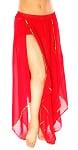 Belly Dance Petal Skirt with Sequin Trim - RED / GOLD