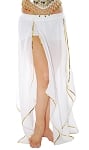 Belly Dance Petal Skirt with Sequin Trim - WHITE / GOLD