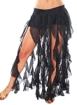 Belt Over-Skirt with Long Ruffle Fringe - BLACK
