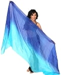 Ombre Silk Belly Dance Veil - BLUE / TURQUOISE