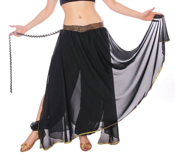 Belly Dance Skirt with Harem Pants - BLACK