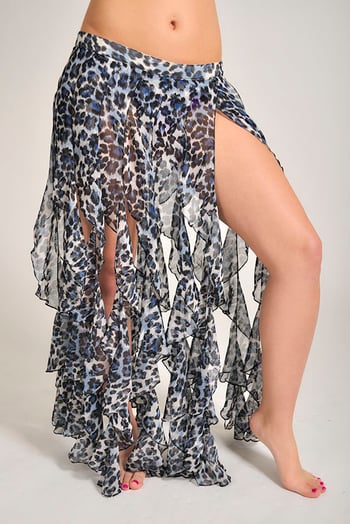 Belt Over-Skirt with Long Ruffle Fringe - BLUE PANTHER