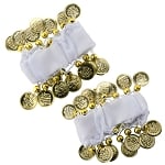 Chiffon Stretch Bracelets with Beads & Coins (PAIR): WHITE / GOLD