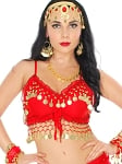 Chiffon Deluxe Bra Top - RED / GOLD