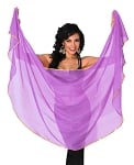 Petite Semi-Circle Chiffon Belly Dance Veil with Sequin Trim - PURPLE / GOLD