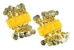 Chiffon Stretch Bracelets with Beads & Coins (PAIR): YELLOW / GOLD