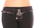 Beaded Tribal Dance Costume Belt with Coins - MULTI