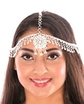 Belly Dance or Bollywood Medallion Head Piece with Bells - SILVER