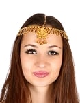 Belly Dance or Bollywood Medallion Head Piece with Bells - GOLD