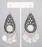 Classic Coin Earrings with Mirror Accents - SILVER