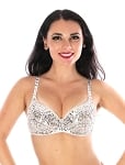 Sequin Cabaret Dance Costume Bra with Beaded Accents - SILVER