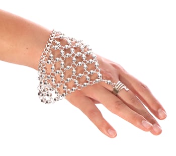 Metal Beaded Slave Bracelet - SILVER