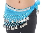 Toddler Size DELUXE Belly Dance Coin Hip Scarf - BLUEBERRY / SILVER