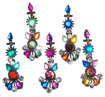 5 Small Colorful Rhinestone Bindis