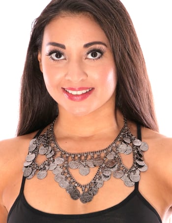 Black Coin Swag Belly Dance Necklace - HEMATITE