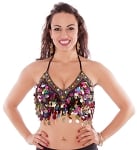 Multi-Color Paillette & Coin Bra - BLACK / GOLD