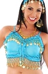 Chiffon Deluxe Bra Top - LT. BLUE TURQUOISE / GOLD