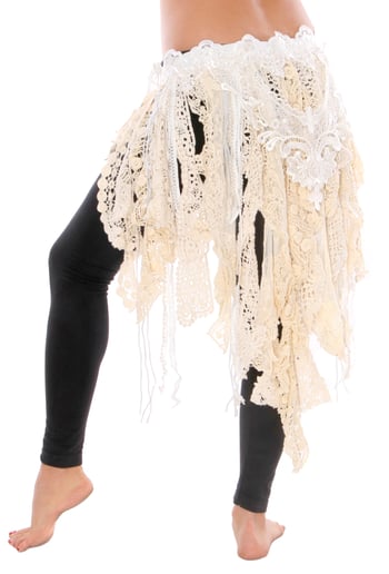 Pearls & Lace Tribal Fringe Belt - IVORY