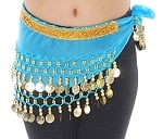 Toddler Size DELUXE Coin Hip Scarf - BLUEBERRY / GOLD