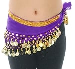 Toddler Size DELUXE Coin Hip Scarf - PURPLE / GOLD