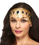 Arabesque Metal Head Piece with Coins & Jewels - GOLD / BLACK