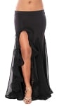 Egyptian Style Skirt with Ruffle Side Slit - BLACK