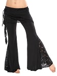 Fusion Dance Pants with Lace Accents - BLACK 