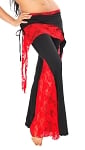 Fusion Dance Pants with Lace Accents - BLACK / RED