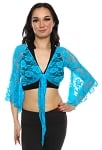 Lace Bell Sleeve Choli Top - TURQUOISE BLUE