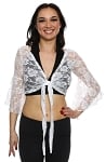Lace Bell Sleeve Choli Top - WHITE