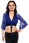 Lace Bell Sleeve Choli Top - ROYAL BLUE