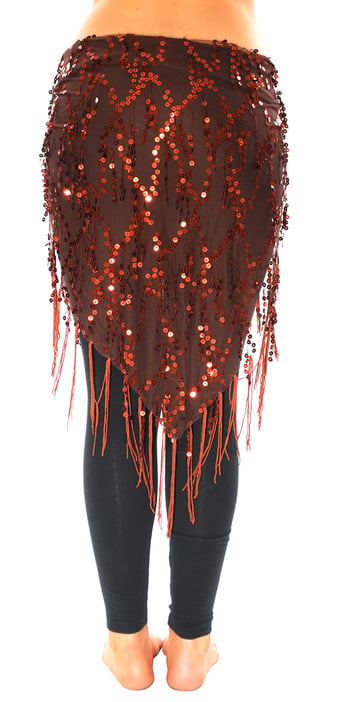 Elegant Sequin Fringe Mesh Hip Scarf - CHOCOLATE BRONZE