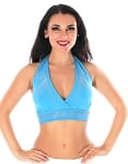 Swirl Studded Halter Dance Top - BLUE TURQUOISE / SILVER