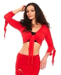 Criss-Cross Choli Top with Handkerchief Sleeves - RED