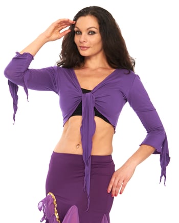 Criss-Cross Choli Top with Handkerchief Sleeves - DARK PURPLE