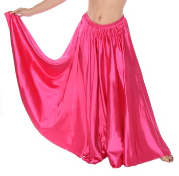 Satin Belly Dance Costume Skirt - HOT PINK