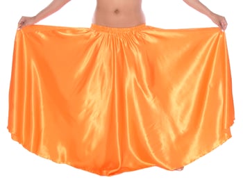 Satin Belly Dance Costume Skirt - SOFT ORANGE